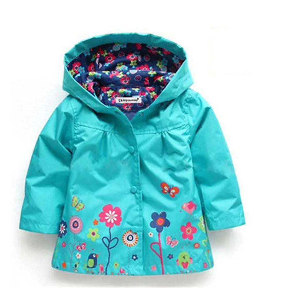 Capa de Chuva Infantil com Capuz – Jaqueta Impermeável Estampada para Meninas e Meninos