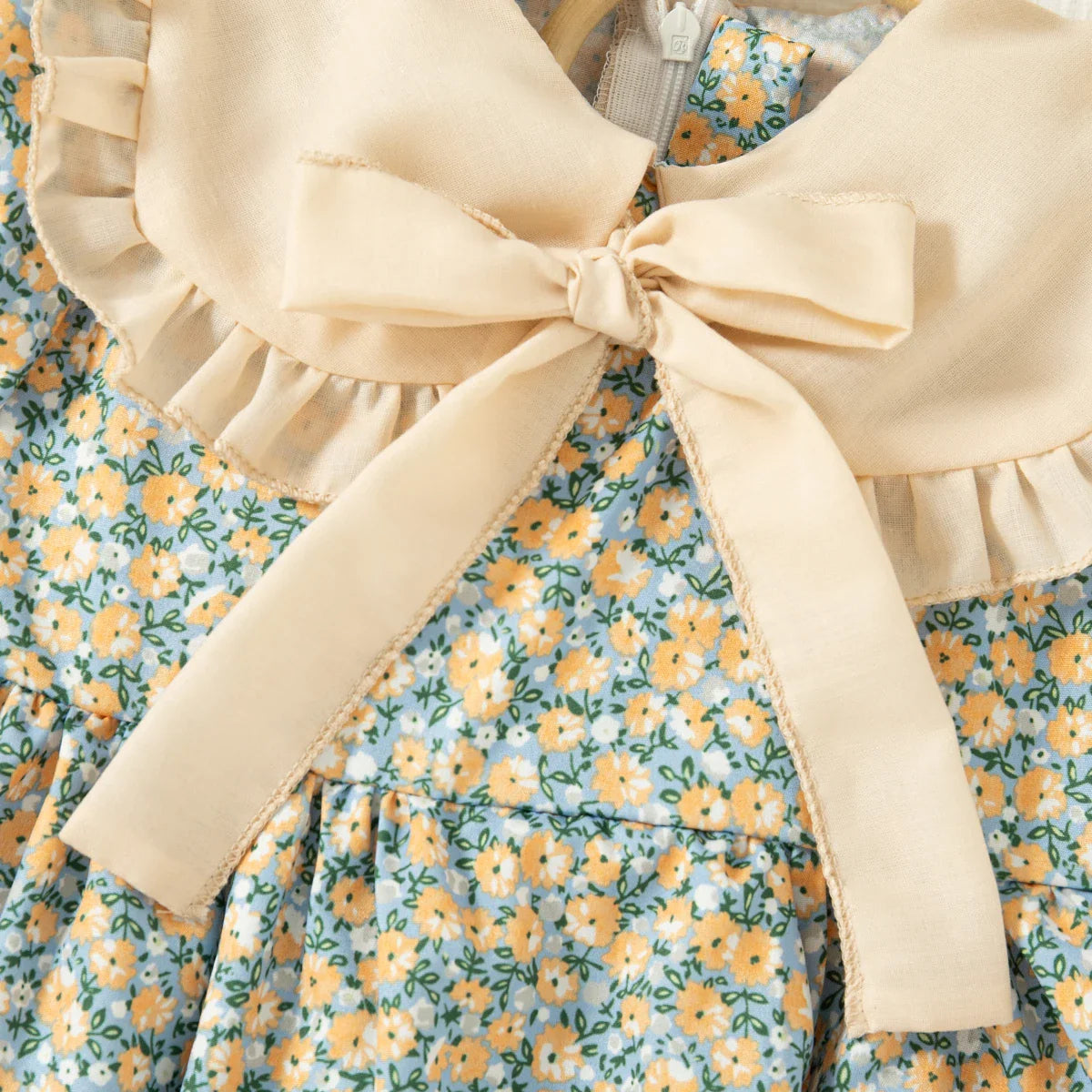 Vestido Infantil de Verão com Gola Boneca e Laço – Estilo Princesa Coreano