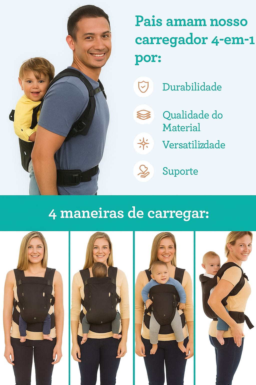 Canguru Multifuncional 4 em 1 com Assento