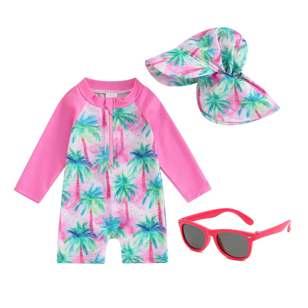 Kit Praia Óculos de Sol Infantis Flexíveis + Conjunto Proteção UV