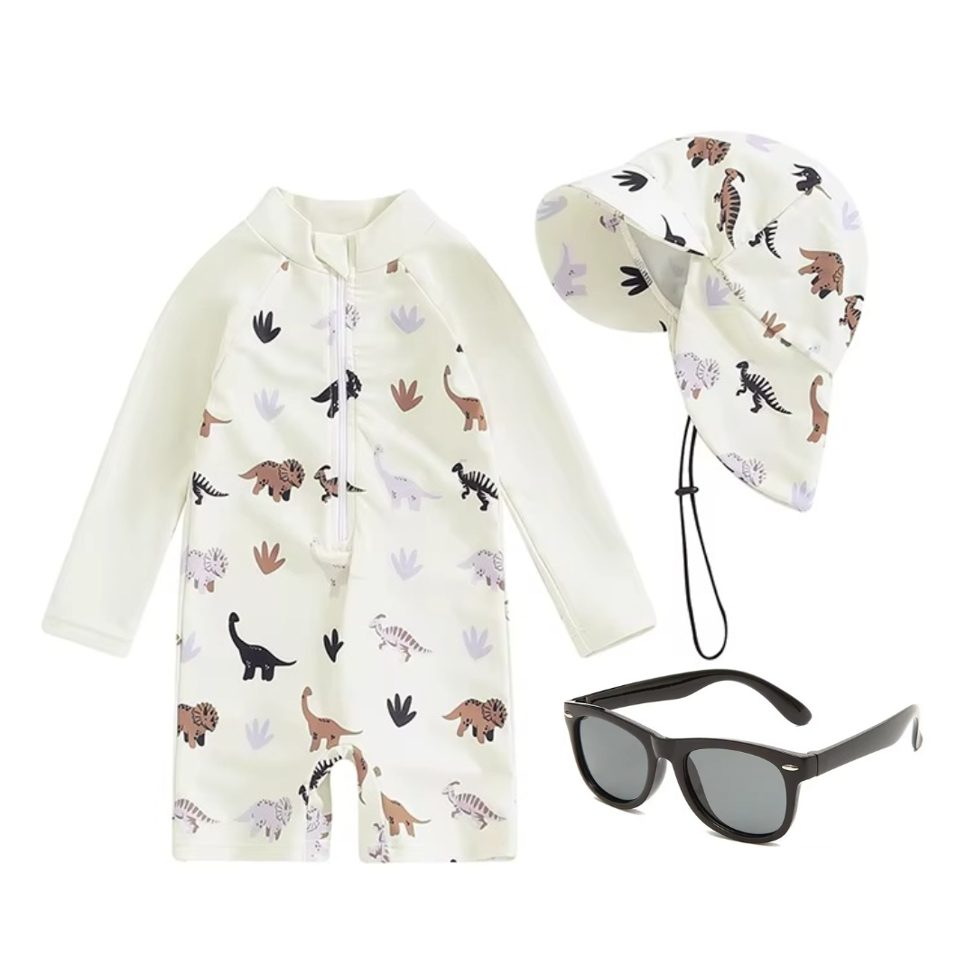 Kit Praia Óculos de Sol Infantis Flexíveis + Conjunto Proteção UV