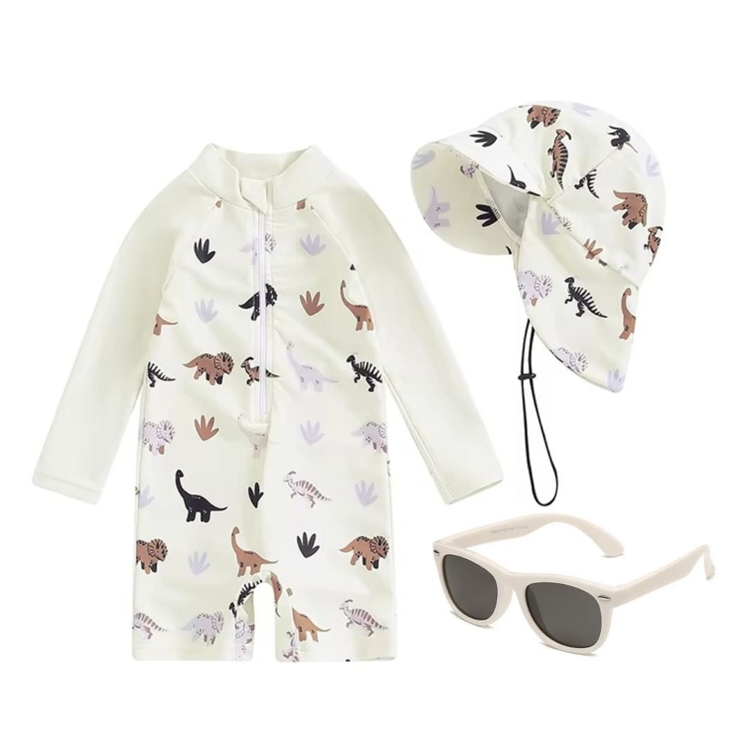 Kit Praia Óculos de Sol Infantis Flexíveis + Conjunto Proteção UV