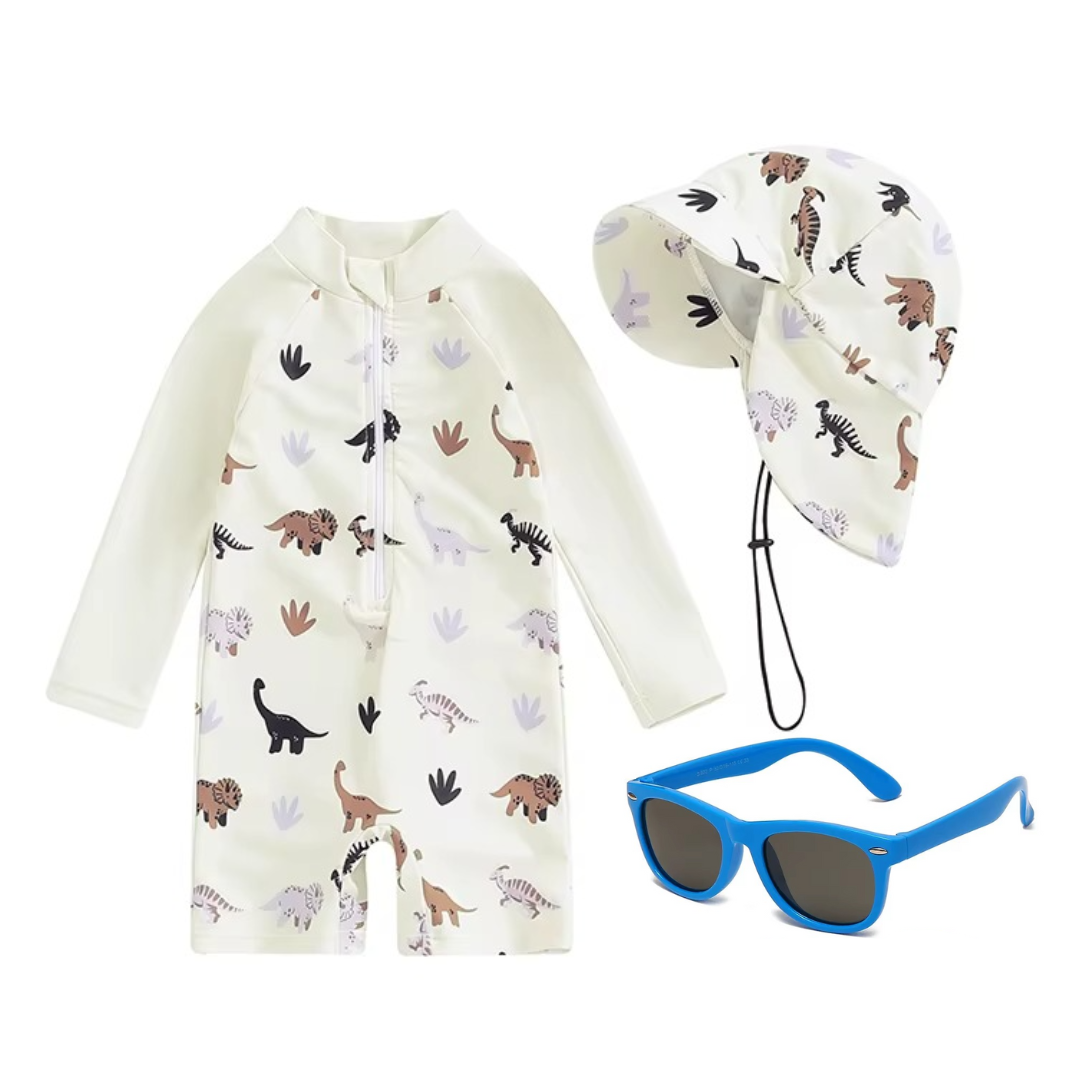 Kit Praia Óculos de Sol Infantis Flexíveis + Conjunto Proteção UV