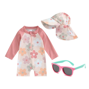 Kit Praia Óculos de Sol Infantis Flexíveis + Conjunto Proteção UV