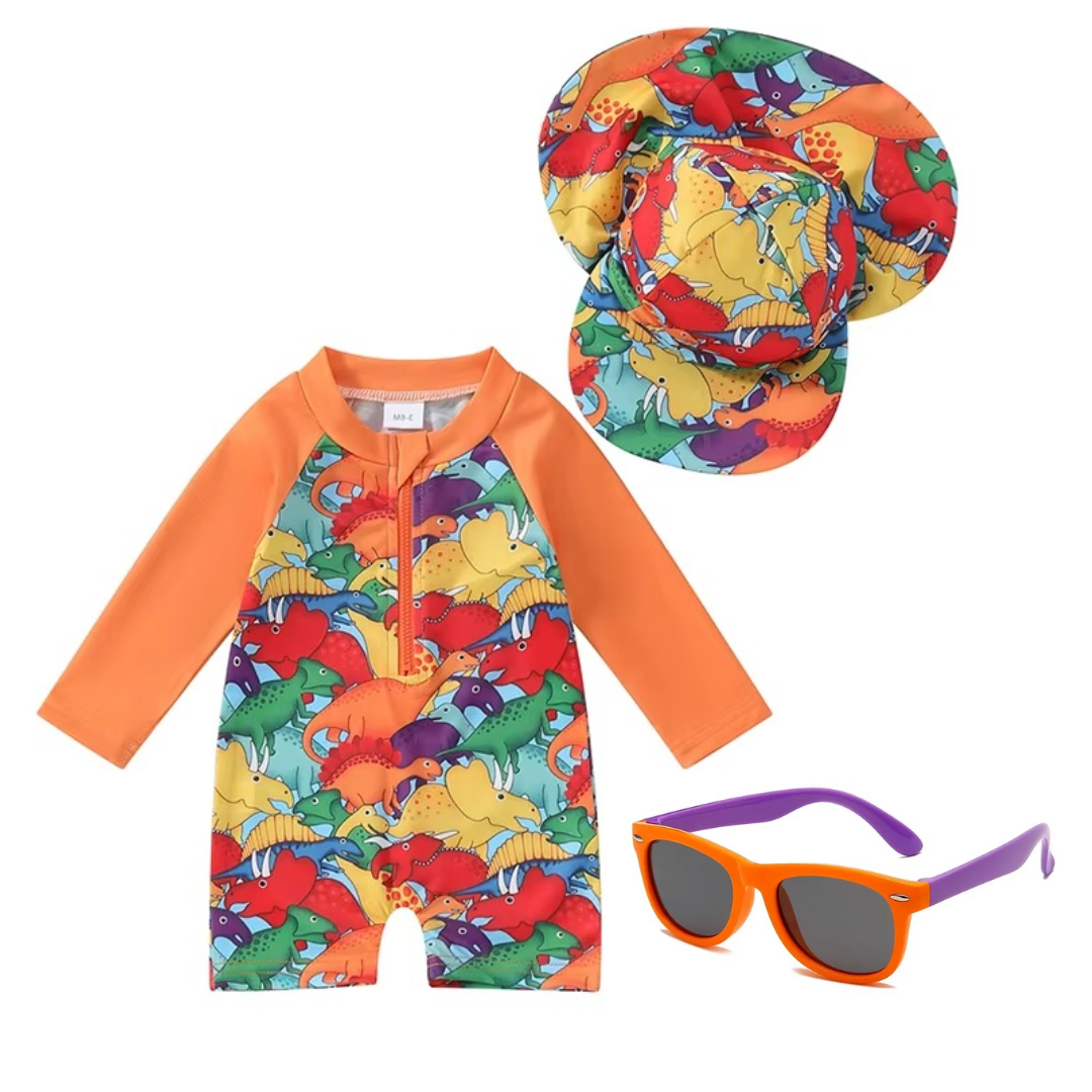 Kit Praia Óculos de Sol Infantis Flexíveis + Conjunto Proteção UV