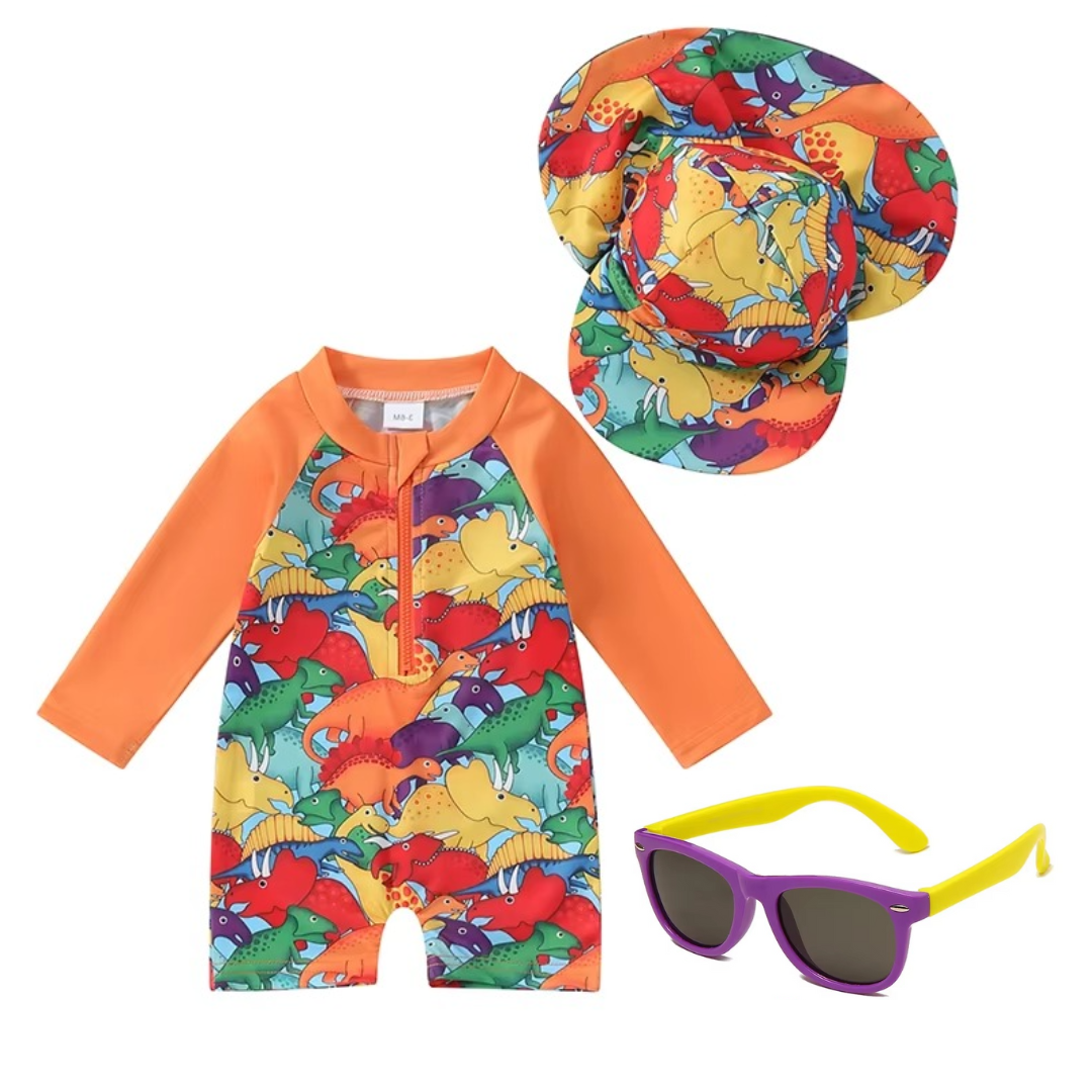 Kit Praia Óculos de Sol Infantis Flexíveis + Conjunto Proteção UV