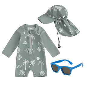 Kit Praia Óculos de Sol Infantis Flexíveis + Conjunto Proteção UV