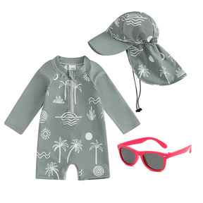 Kit Praia Óculos de Sol Infantis Flexíveis + Conjunto Proteção UV