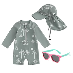 Kit Praia Óculos de Sol Infantis Flexíveis + Conjunto Proteção UV