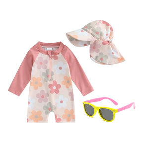 Kit Praia Óculos de Sol Infantis Flexíveis + Conjunto Proteção UV