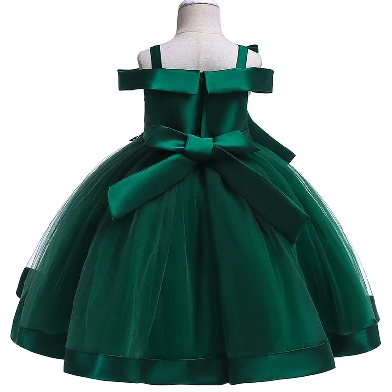 Vestido de Festa Infantil com Flores e Laço