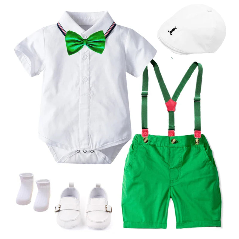 Conjunto Infantil Masculino Social Azul com Suspensório e Gravata Borboleta – Roupa Elegante para Bebê Menino