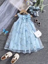 Vestido Infantil de Festa com Laço e Bordado Floral – Roupa Elegante para Meninas