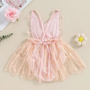 Vestido Infantil de Renda Rosa com Bordado Floral – Roupa de Festa para Bebês e Meninas