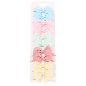 Conjunto 10 Laços de Cabelo Infantil – Presilhas com Fita de Cetim Colorida