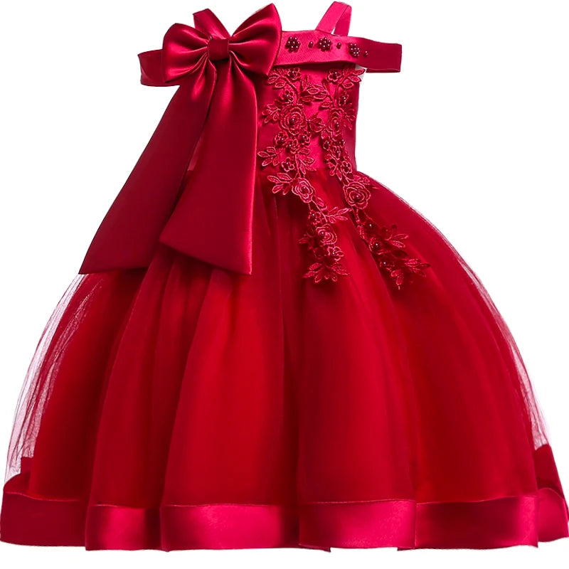 Vestido de Festa Infantil com Flores e Laço