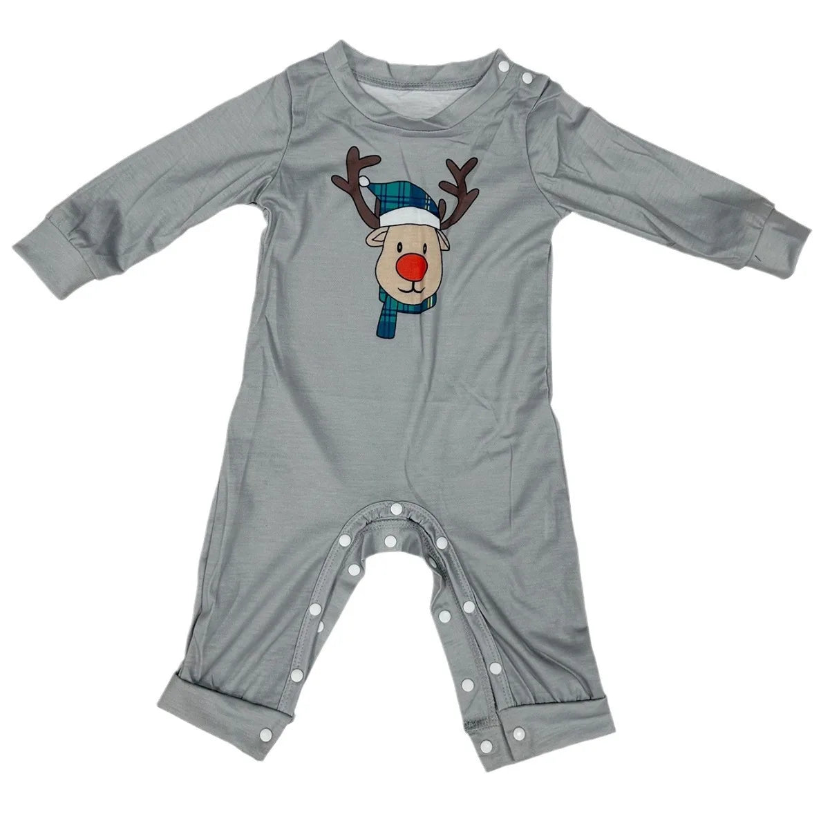 Conjunto Família Natal– Pijamas Rena Xadrez Azul