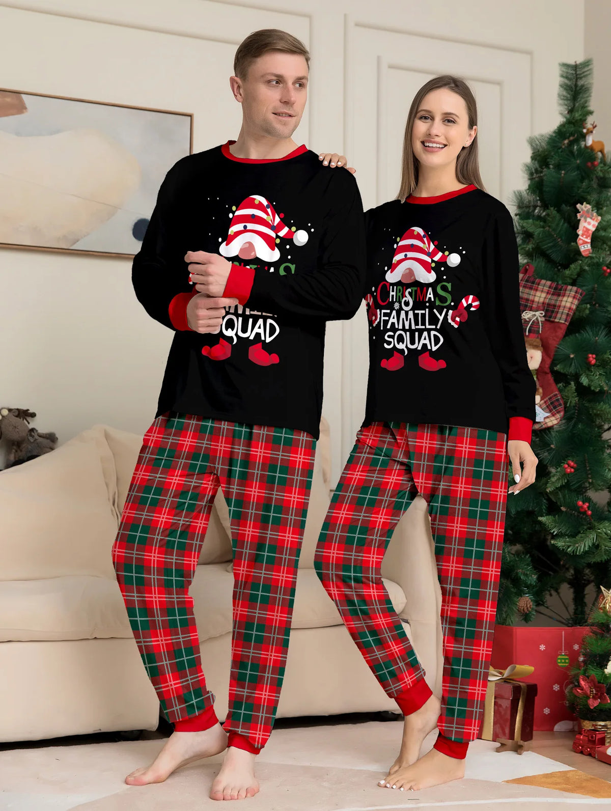 Conjunto Pijamas Família Natal – Papai, Mamãe, Filhos, Bebé e Pet