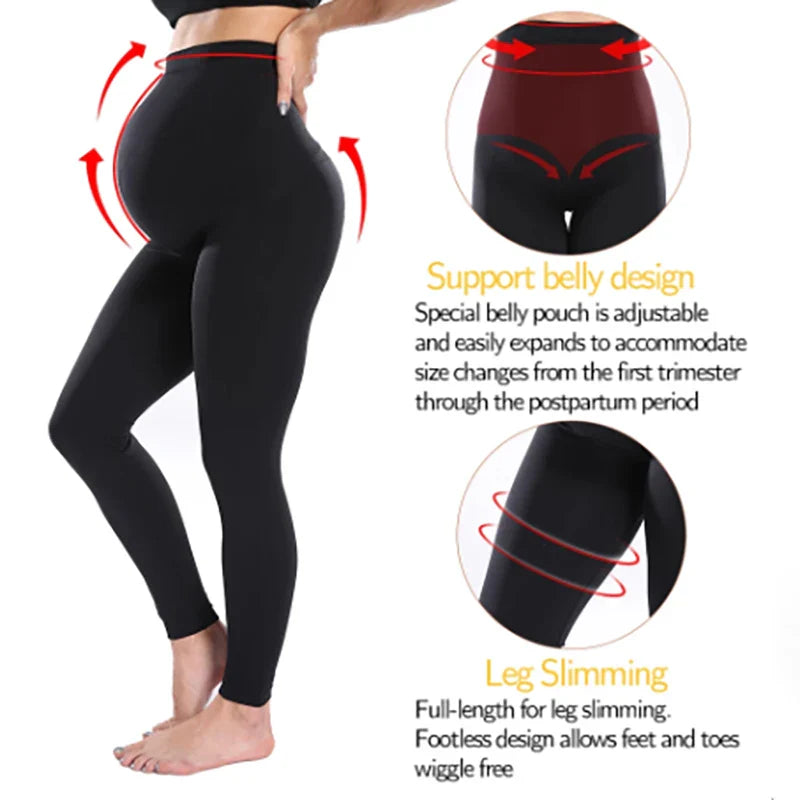 Legging Gestante Cintura Alta Preto e Cinza – Conforto e Sustentação na Maternidade