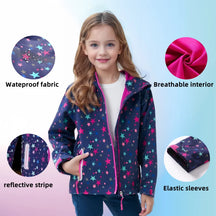 Jaqueta Infantil Impermeável Forrada em Fleece – Corta-Vento de Primavera e Outono para Meninas
