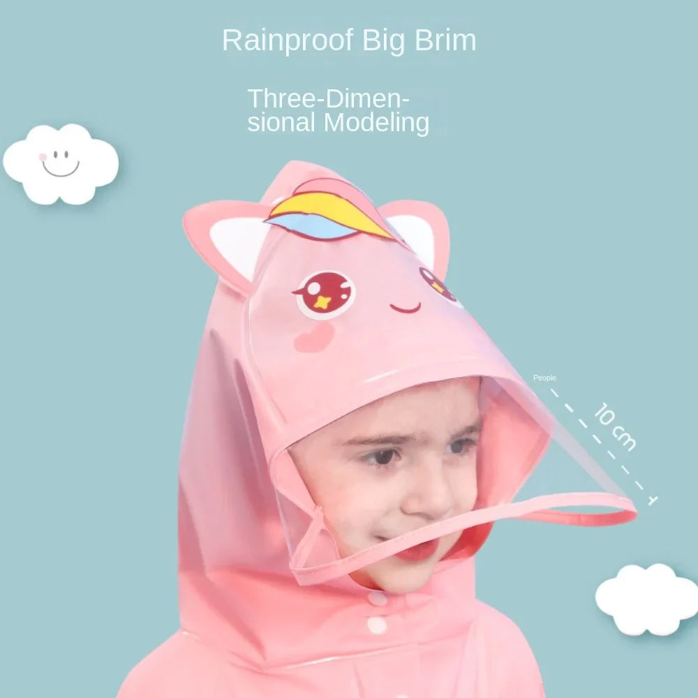 Capa de Chuva Infantil Impermeável com Estampa de Dinossauro ou Unicórnio – Com Espaço para Mochila | Poncho Escolar para Meninos e Meninas