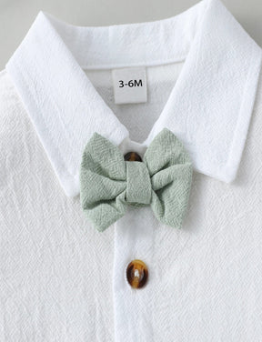 Conjunto Infantil Masculino Elegante com Suspensório e Gravata Borboleta – Roupa Social para Meninos