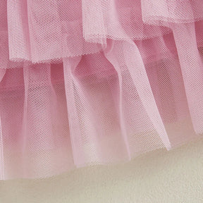 Vestido Infantil Rosa com Babados em Camadas e Laços – Roupa de Festa para Meninas