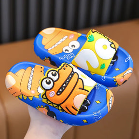Chinelo Infantil Dinossauro Azul – Sandália Slide Confortável e Antiderrapante para Meninos e Meninas