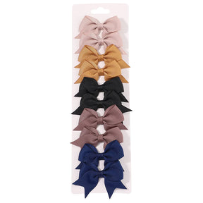 Conjunto 10 Laços de Cabelo Infantil – Presilhas com Fita de Cetim Colorida