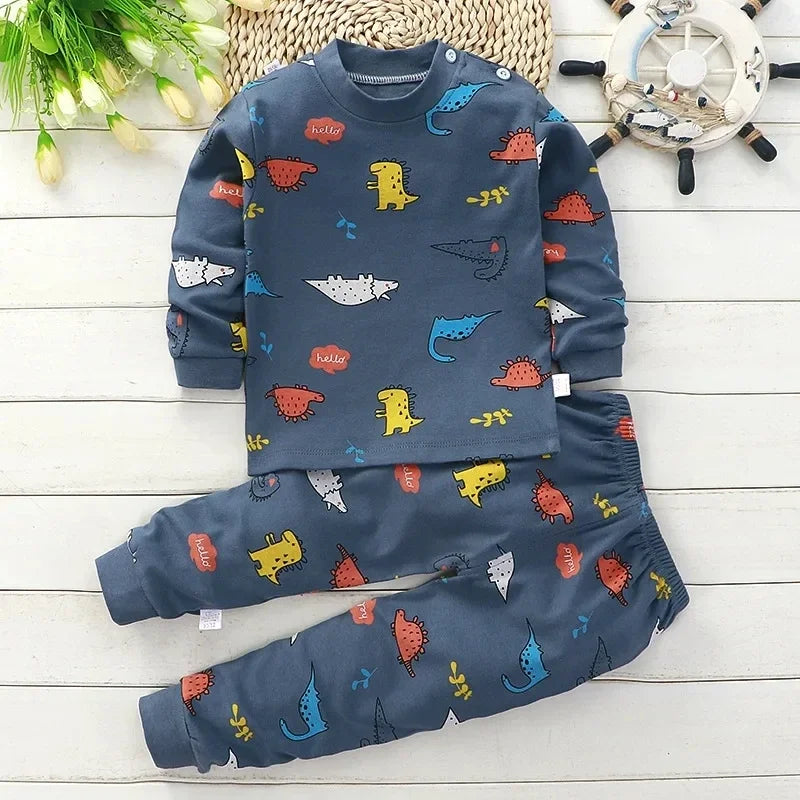 Conjunto Infantil Dinossauro – Pijama Confortável com Blusa e Calça para Meninos e Meninas