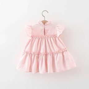 Vestido Infantil Feminino Rosa com Laço Verde – Delicadeza e Charme para Todas as Ocasiões