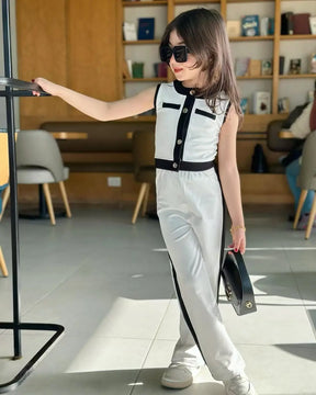 Macacão Infantil Feminino Fashion Preto e Branco – Estilo Moderno para Pequenas Cheias de Atitude