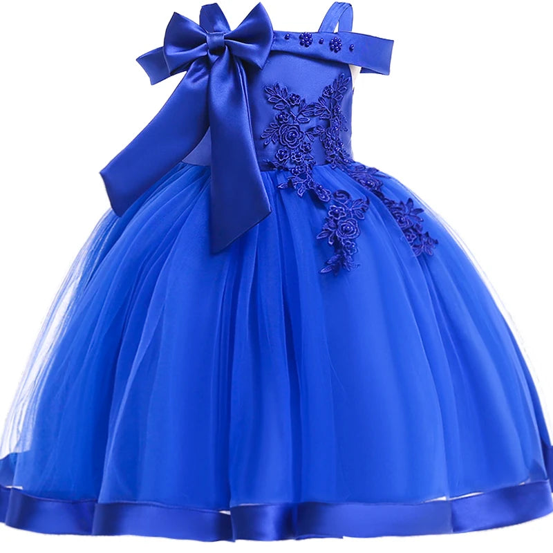 Vestido de Festa Infantil com Flores e Laço