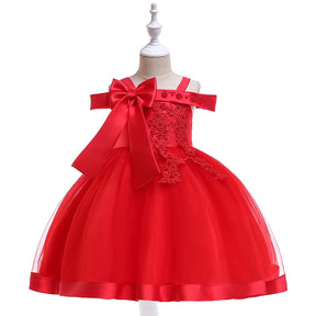 Vestido de Festa Infantil com Flores e Laço