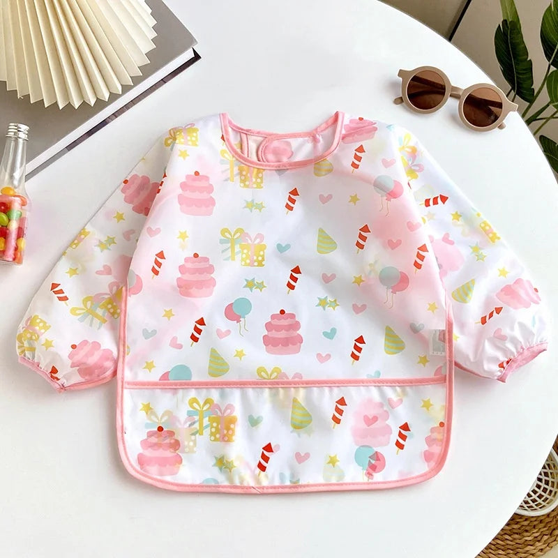 Babador Infantil com Mangas Impermeável – Ajustável e Multiuso