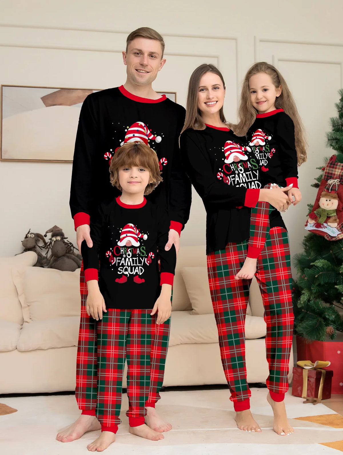 Conjunto Pijamas Família Natal – Papai, Mamãe, Filhos, Bebé e Pet