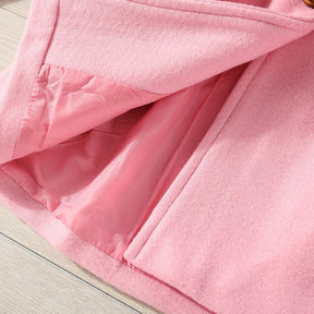 Casaco Infantil de Inverno com Capuz e Laço – Pelúcia Rosa Quentinha para Meninas