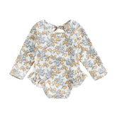 Maiô Infantil Floral Manga Longa com Babados