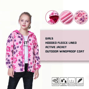 Jaqueta Infantil Impermeável Forrada em Fleece – Corta-Vento de Primavera e Outono para Meninas
