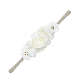 5 Tiaras Florais para Bebê Recém-Nascido – Faixas de Cabelo de Nylon com Flores Artificiais e Strass