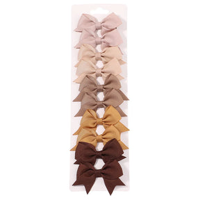 Conjunto 10 Laços de Cabelo Infantil – Presilhas com Fita de Cetim Colorida