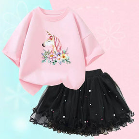 Conjunto Estampado Menina – Elegância Casual de Verão