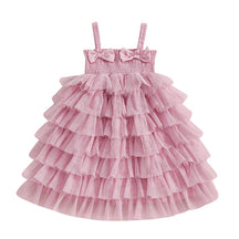Vestido Infantil Rosa com Babados em Camadas e Laços – Roupa de Festa para Meninas