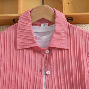 Conjunto Infantil Feminino Rosa Canelado – Estilo e Conforto para o Dia a Dia