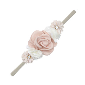 5 Tiaras Florais para Bebê Recém-Nascido – Faixas de Cabelo de Nylon com Flores Artificiais e Strass