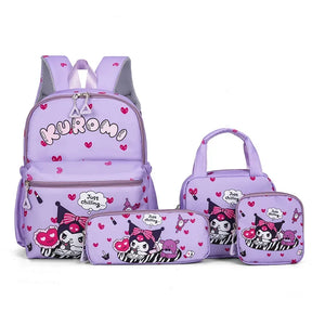Kit Mochila Hello Kitty 4 Peças – Mochila Escolar, Lancheira, Estojo e Carteira