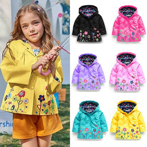 Capa de Chuva Infantil com Capuz – Jaqueta Impermeável Estampada para Meninas e Meninos