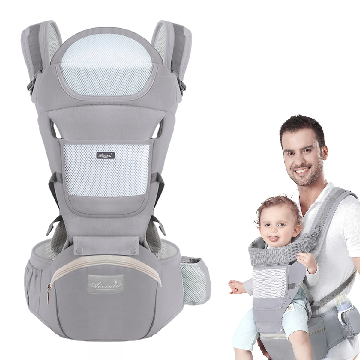 Canguru Ergonômico Multifuncional com Banco de Apoio