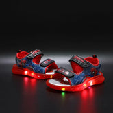 Sandália Infantil Homem-Aranha com LED – Sandália Iluminada Antiderrapante para Meninos