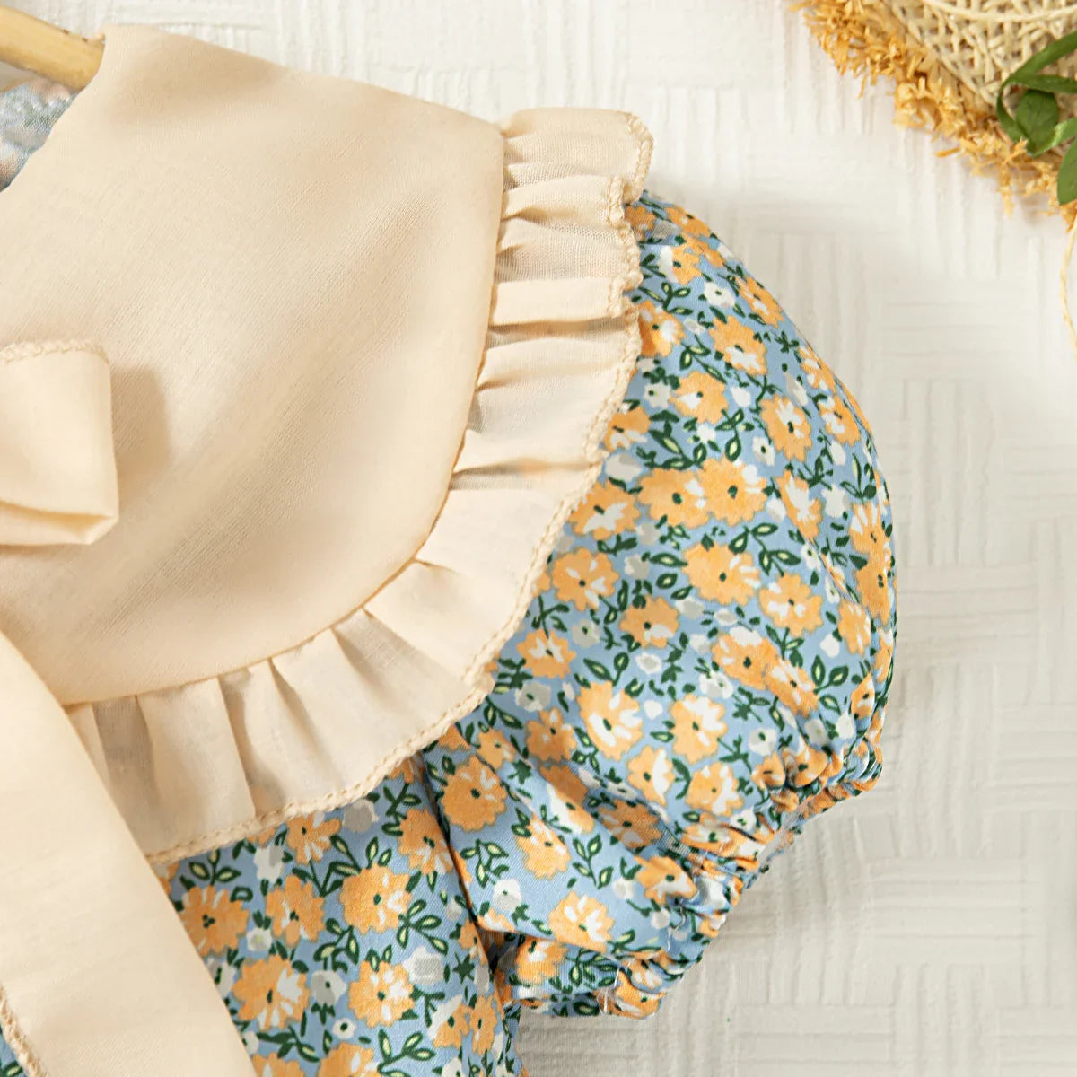 Vestido Infantil de Verão com Gola Boneca e Laço – Estilo Princesa Coreano